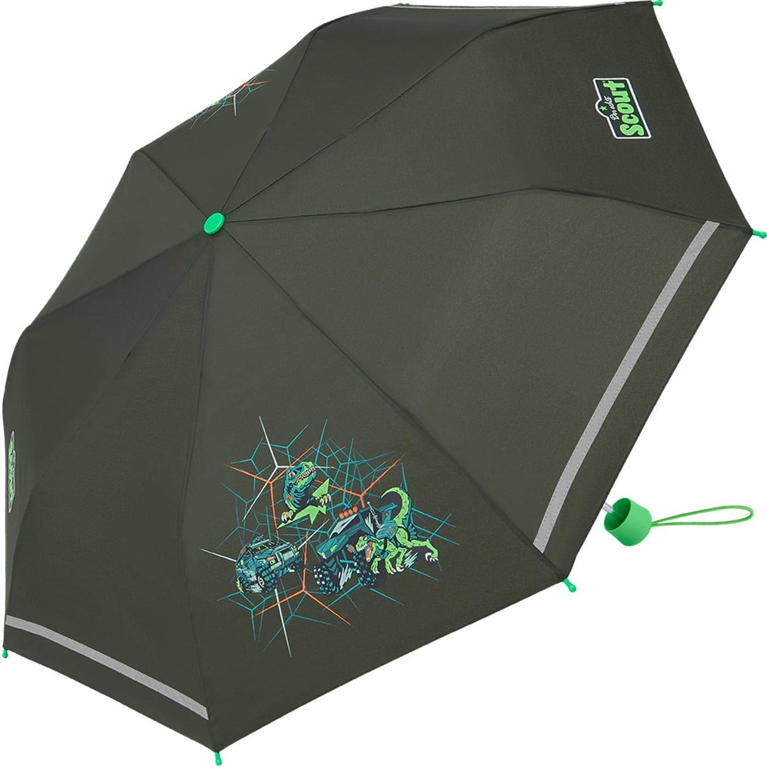 Scout Kinder-Taschenschirm mit reflektierenden Streifen Dino Hunter
