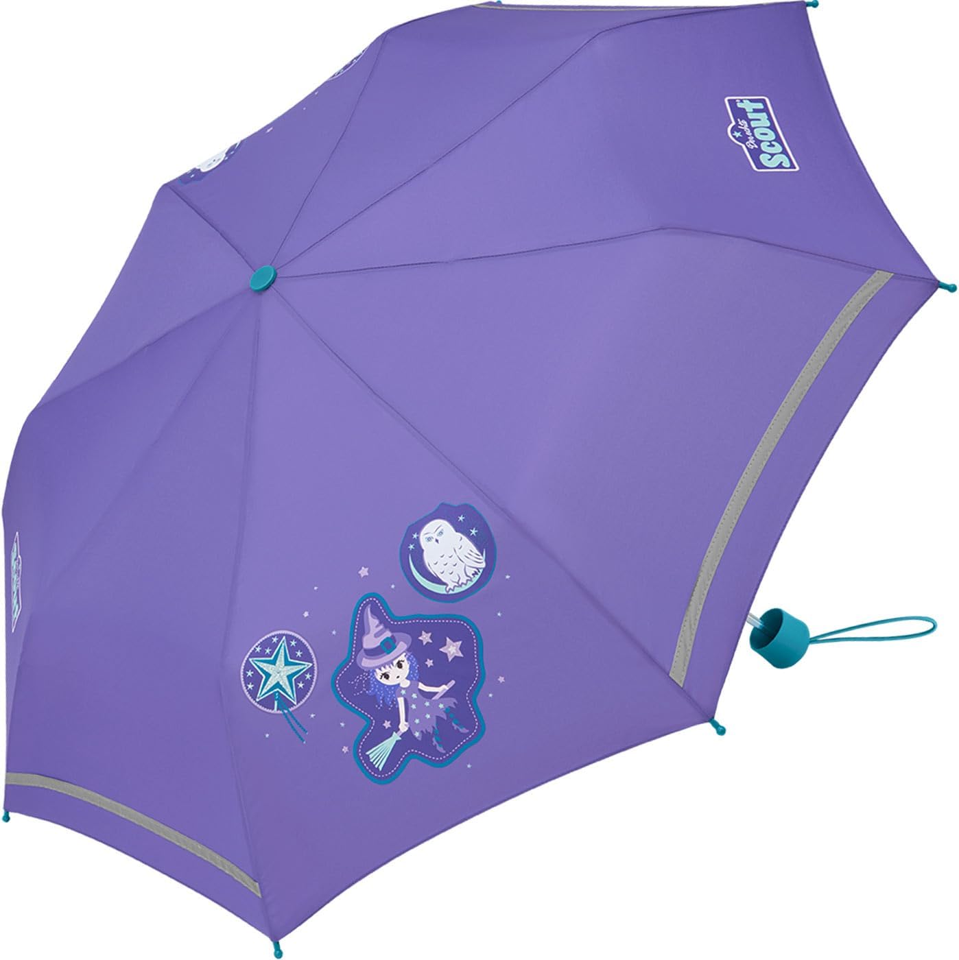 Scout Kinder-Taschenschirm mit reflektierenden Streifen Purple Magic
