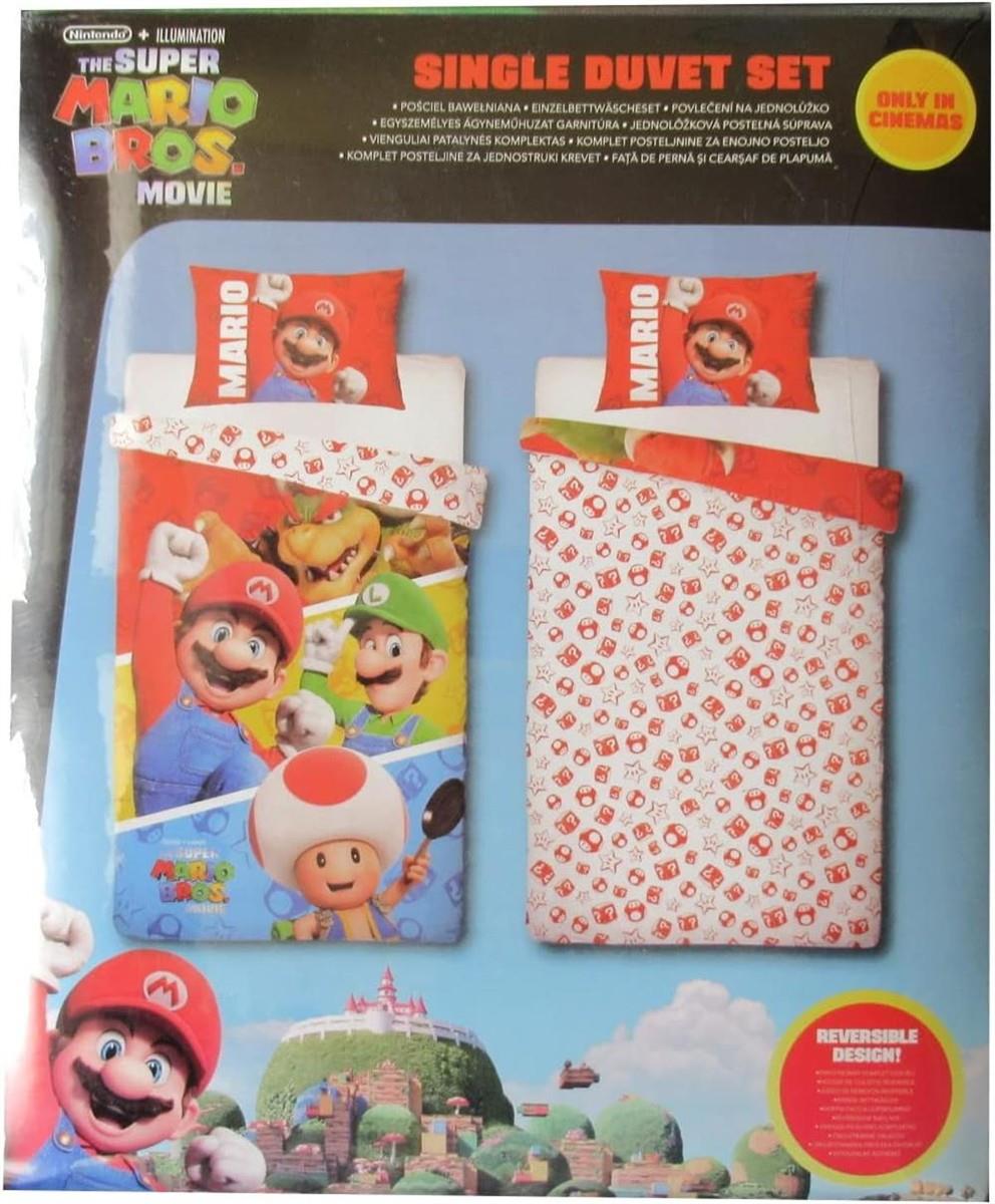 Halantex Nintendo Super Mario Bros Film Bettbezug 140x200 + 70x90 cm Bettwäsche 100% Baumwolle