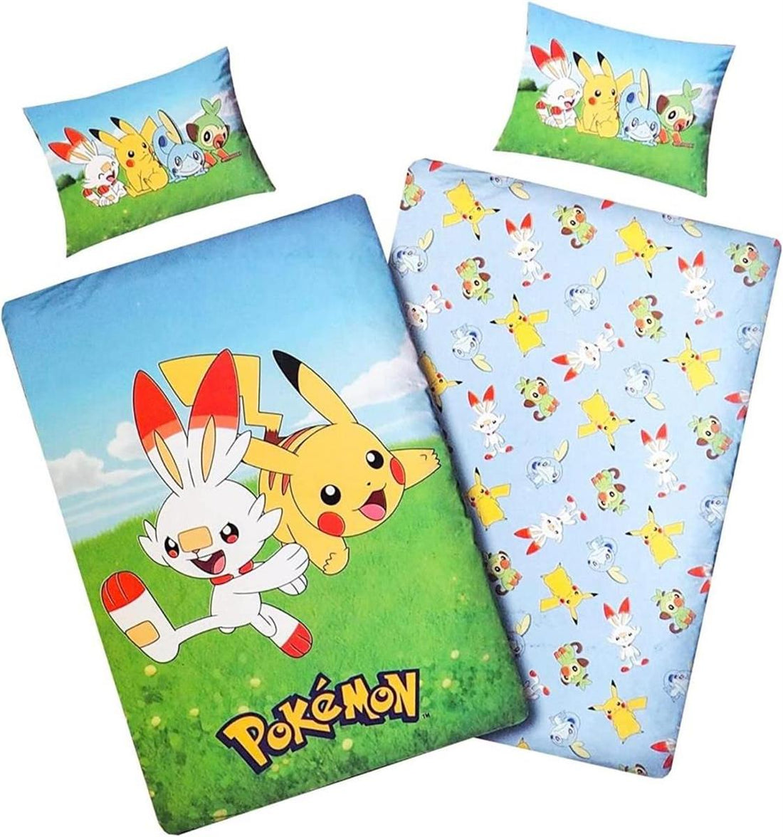 Halantex Pokemon Bettwäsche 140x200 + 70x90 cm Bettbezug 100% Baumwolle