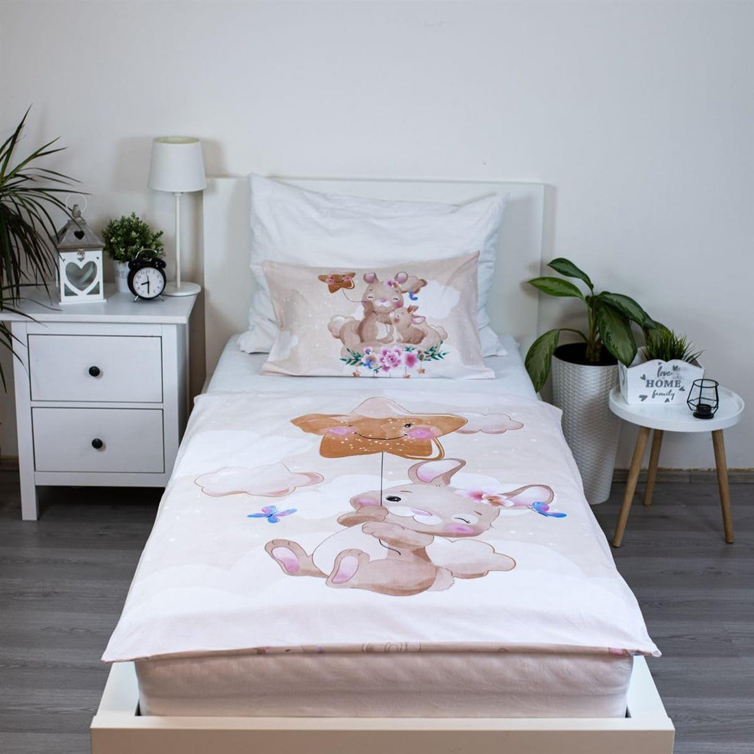 Jerry Fabrics Bettwäsche Wendebettwäsche Set Bunny Star Baby 100x135 + 40x60 cm 100% Baumwolle