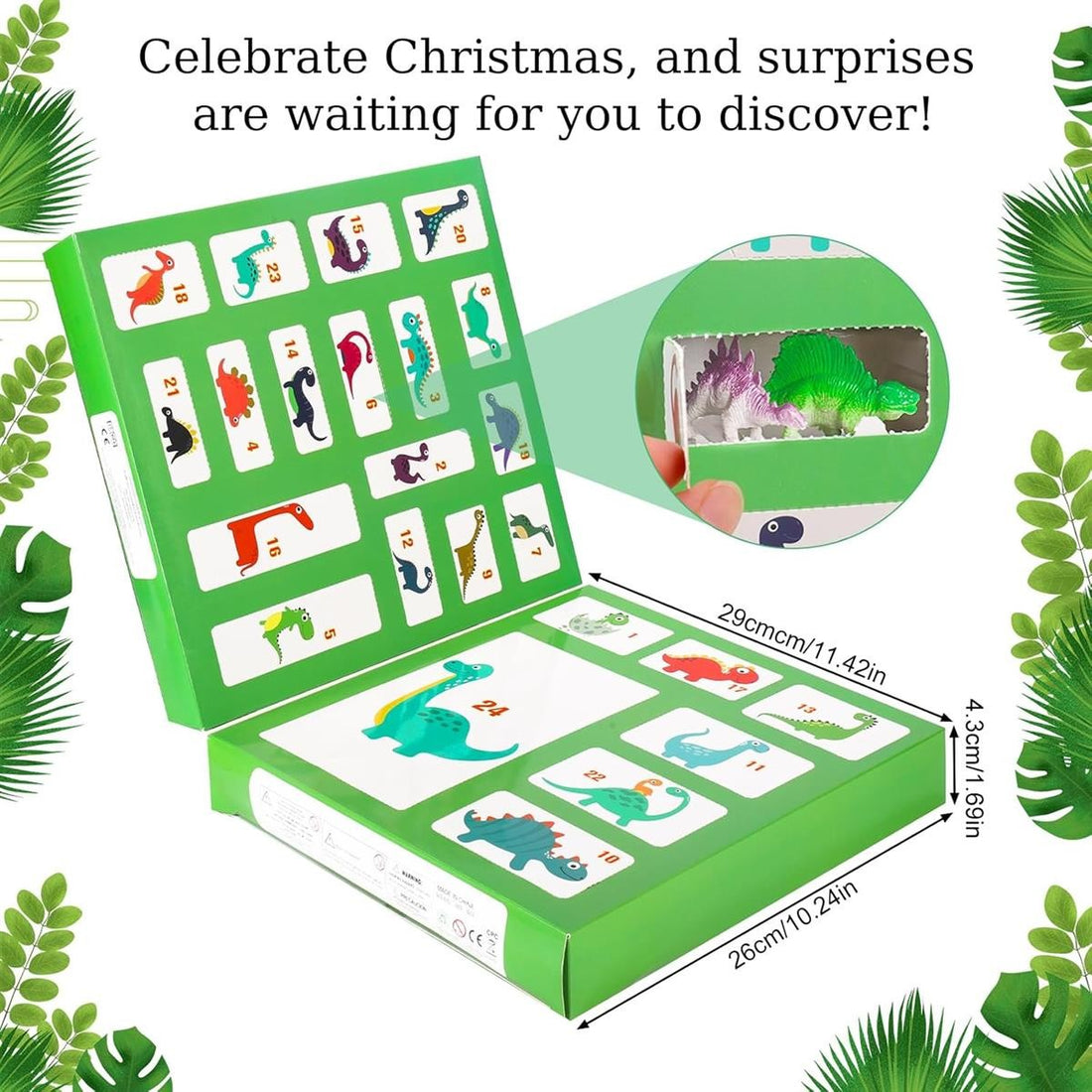 Adventskalender kinder,weihnachtskalender 2025, Dino Christmas weihnachtskalender für Kinder, Dinosauriertransporter, Dinosaurierauto, Minidinosaurier, für Kinder ab 4 Jahren