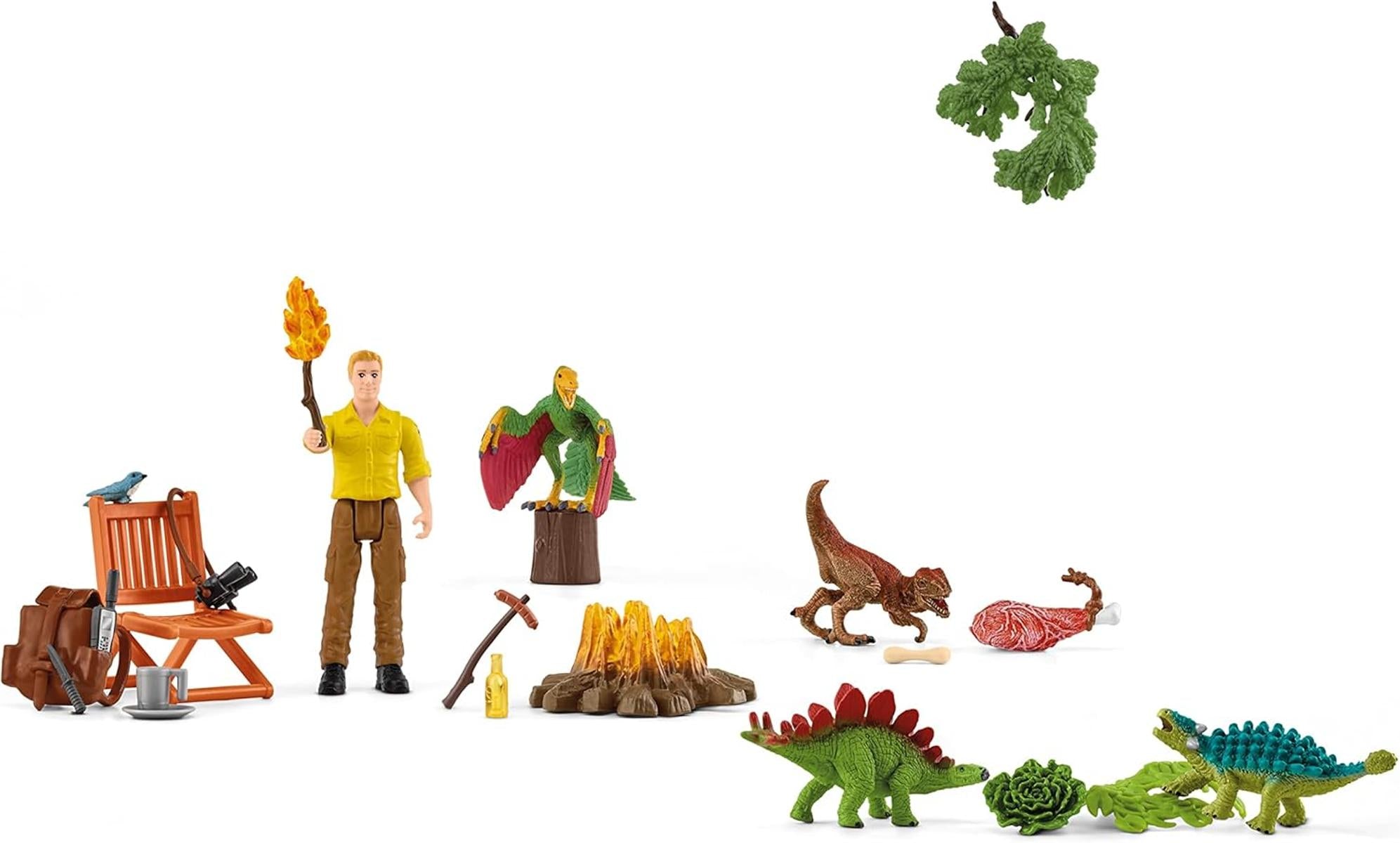 SCHLEICH 98644 Adventskalender Dinosaurs 2023, für Kinder ab 5 Jahren, für Dino-Fans mit Einer menschlichen Spielfigur, Einer Menge Dinosaurier und Zubehör für das Dschungel Abenteuer