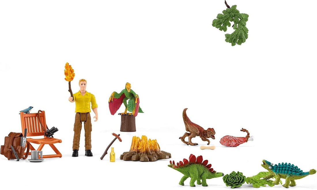 SCHLEICH 98644 Adventskalender Dinosaurs 2023, für Kinder ab 5 Jahren, für Dino-Fans mit Einer menschlichen Spielfigur, Einer Menge Dinosaurier und Zubehör für das Dschungel Abenteuer