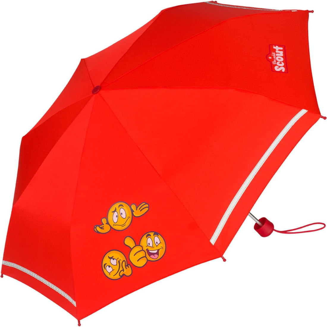 Scout Kinder-Taschenschirm mit reflektierenden Streifen Emoji red
