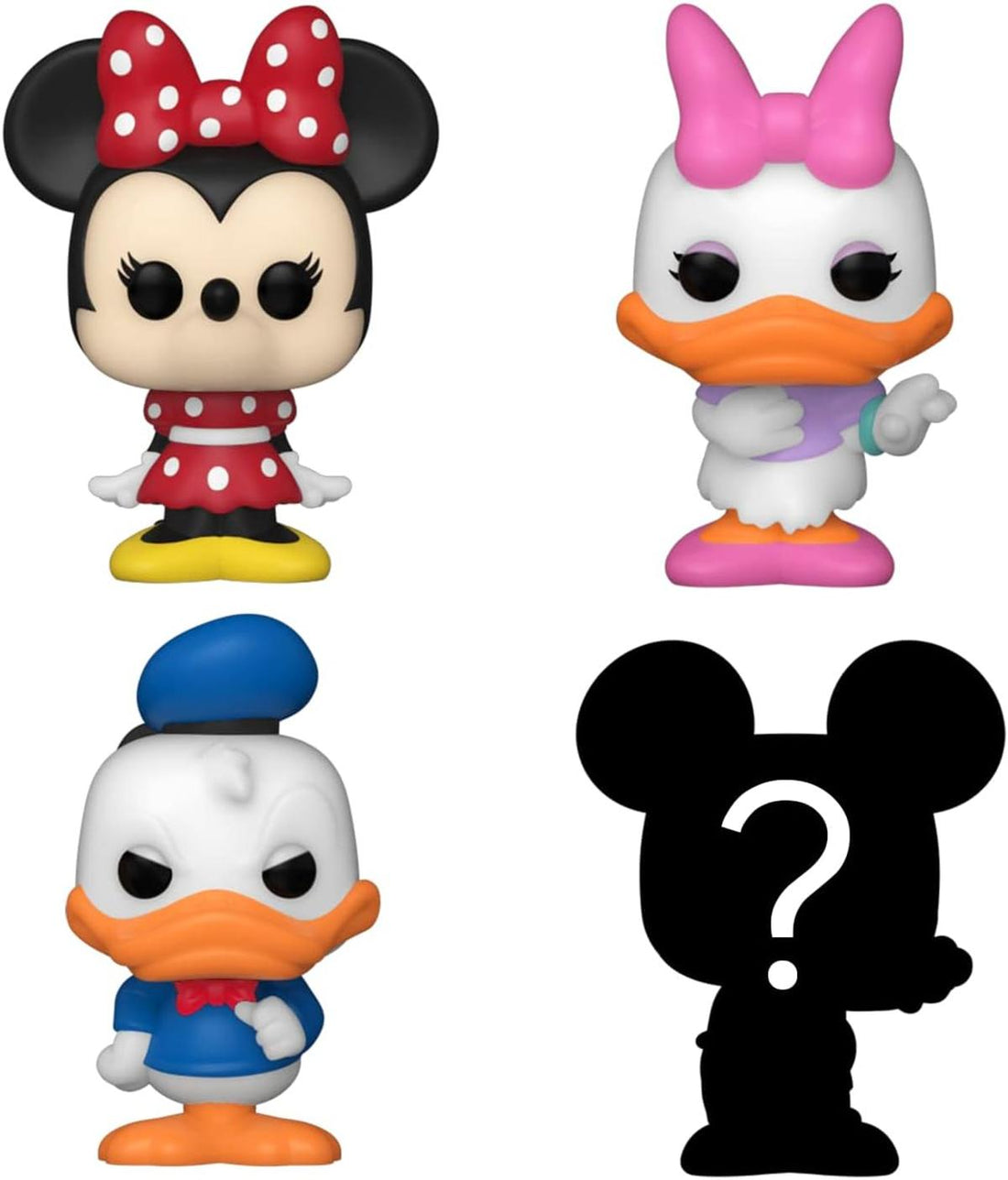 Funko Bitty Pop! Disney - Minnie Mouse (red Dress), Daisy Duck, Donald Duck und eine Überraschungs-Mini-Figur - 0.9 Inch (2.2 cm) Sammlerstück Stapelbares Display-Regal Inklusive - Geschenkidee
