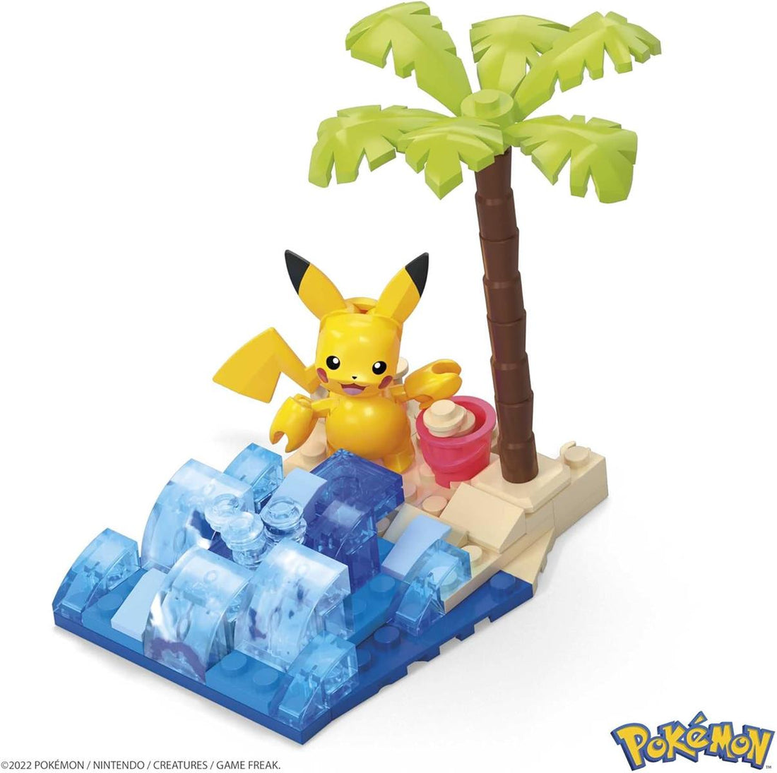 MEGA HDL76 - Pokémon Pikachus Strandtag Bauset mit 79 kompatiblen Bausteinen und Teilen zum Verbinden mit anderen Welten, Konstruktionsspielzeug, Spielzeug-Geschenkset für Kinder ab 7 Jahren