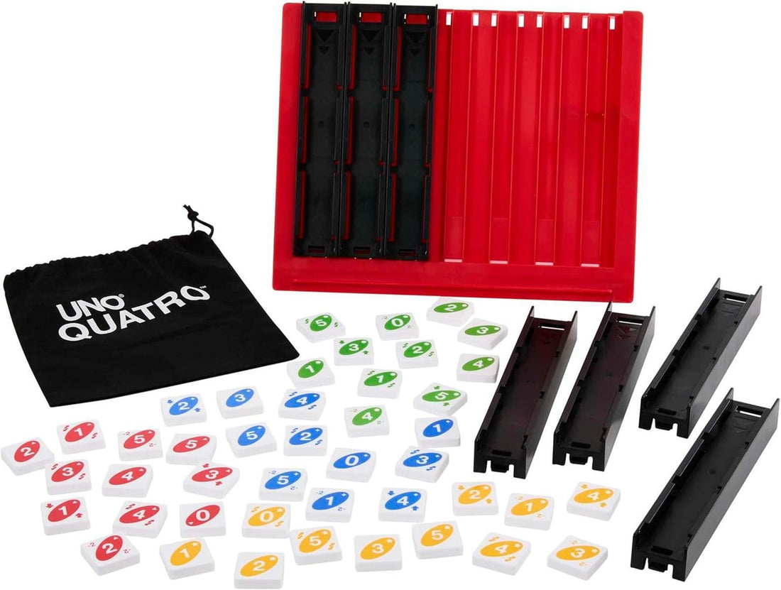 Mattel Games Uno Quatro, Steine nach Farben oder Zahlen sortieren, mit Aktionssteinen, Perfekt als Kinderspiel, Reisespiel oder Gesellschaftsspiel, ab 7 Jahre, HPF82