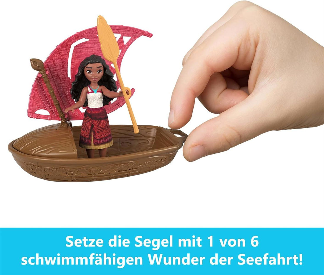 Mattel Disney Vaiana 2 Wunder der Seefahrt, Spielzeugset mit kleiner Überraschungspuppe, Kanu und Zubehör, inspiriert vom Film (Stile können variieren), JBT68