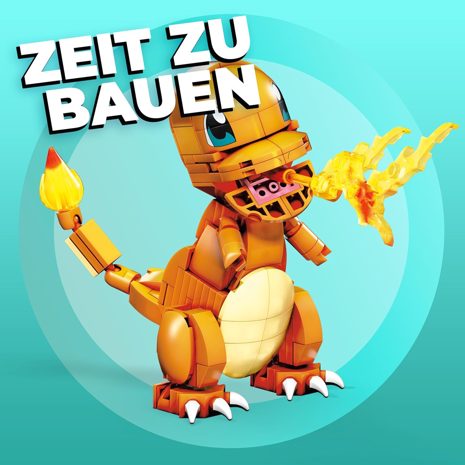 MEGA POKÉMON - detailgetreue und feuerspeiende Glumanda-Figur zum Zusammenbauen, Bauspielzeug für Kinder ab 6 Jahren, GKY96