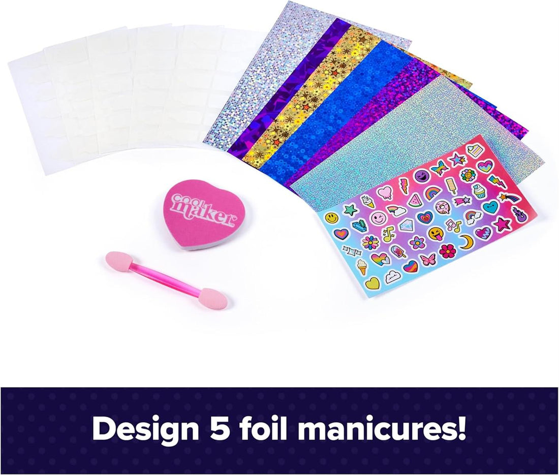 Cool MAKER Go Glam Foliennägel Set - mit 6 schimmernden Folien und Nagelaufklebern für 5 selbst designte Maniküren, für Kinder ab 7 Jahren