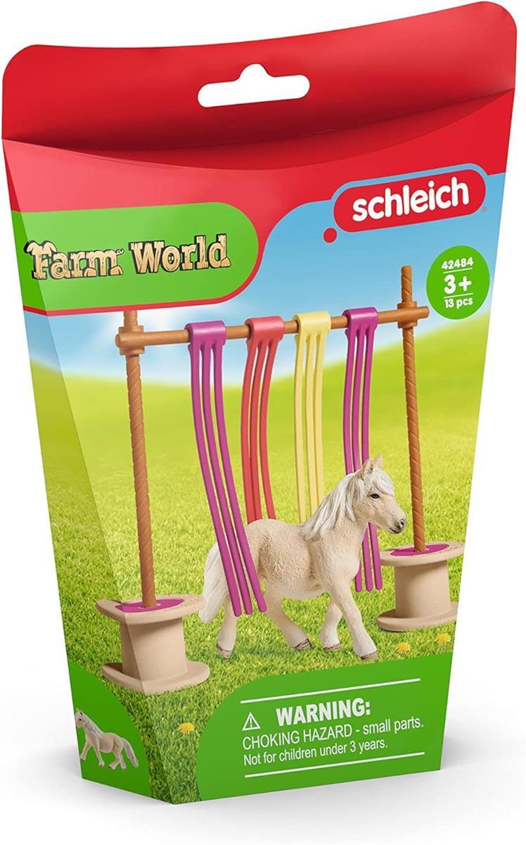 SCHLEICH 42484 Pony Flattervorhang, ab 3 Jahren, Farm World - Spielset, 11 Teile