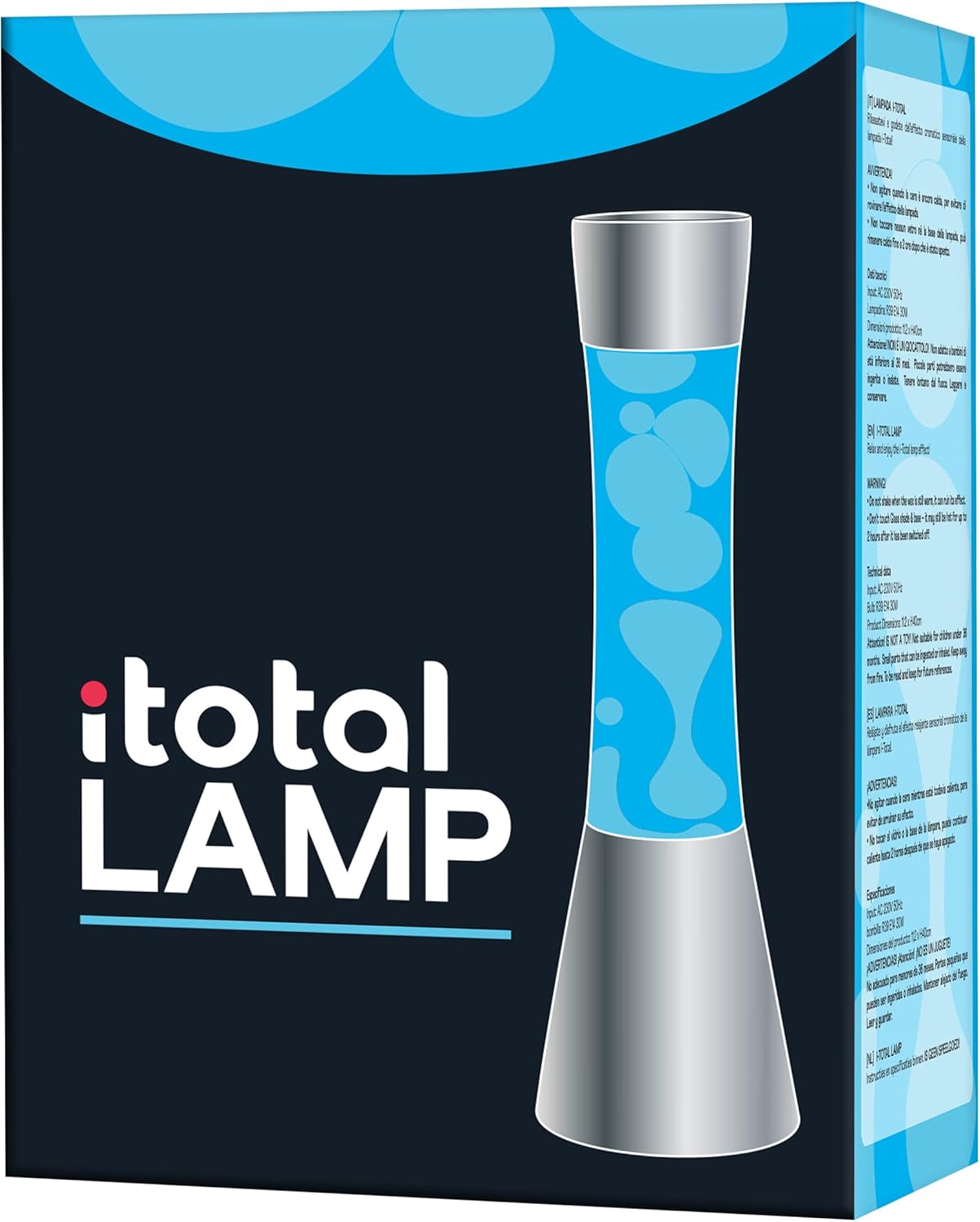 I-TOTAL® Lavalampe Magie Lavaspektakel: Einzigartiges für Ihr Zuhause Blue Liquid Silver Base