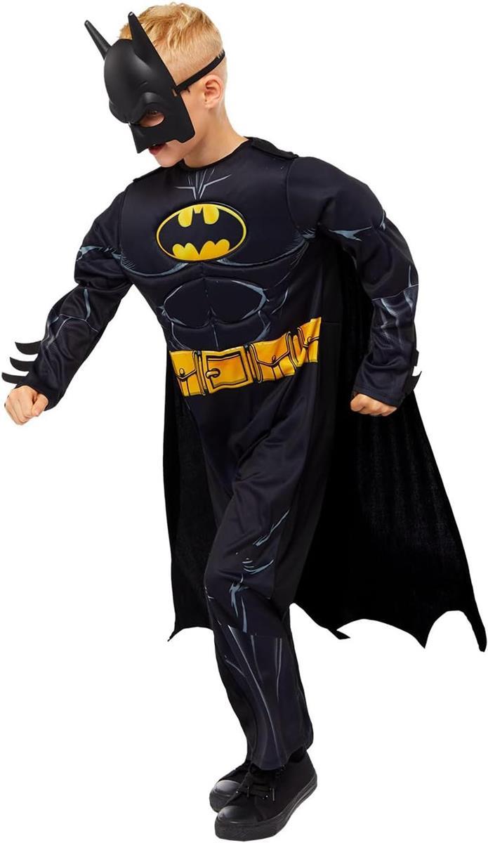amscan offiziell lizenziertes Comic Muskelbrust Batman Kostüm Kinder Jungen 6-8 Jahre