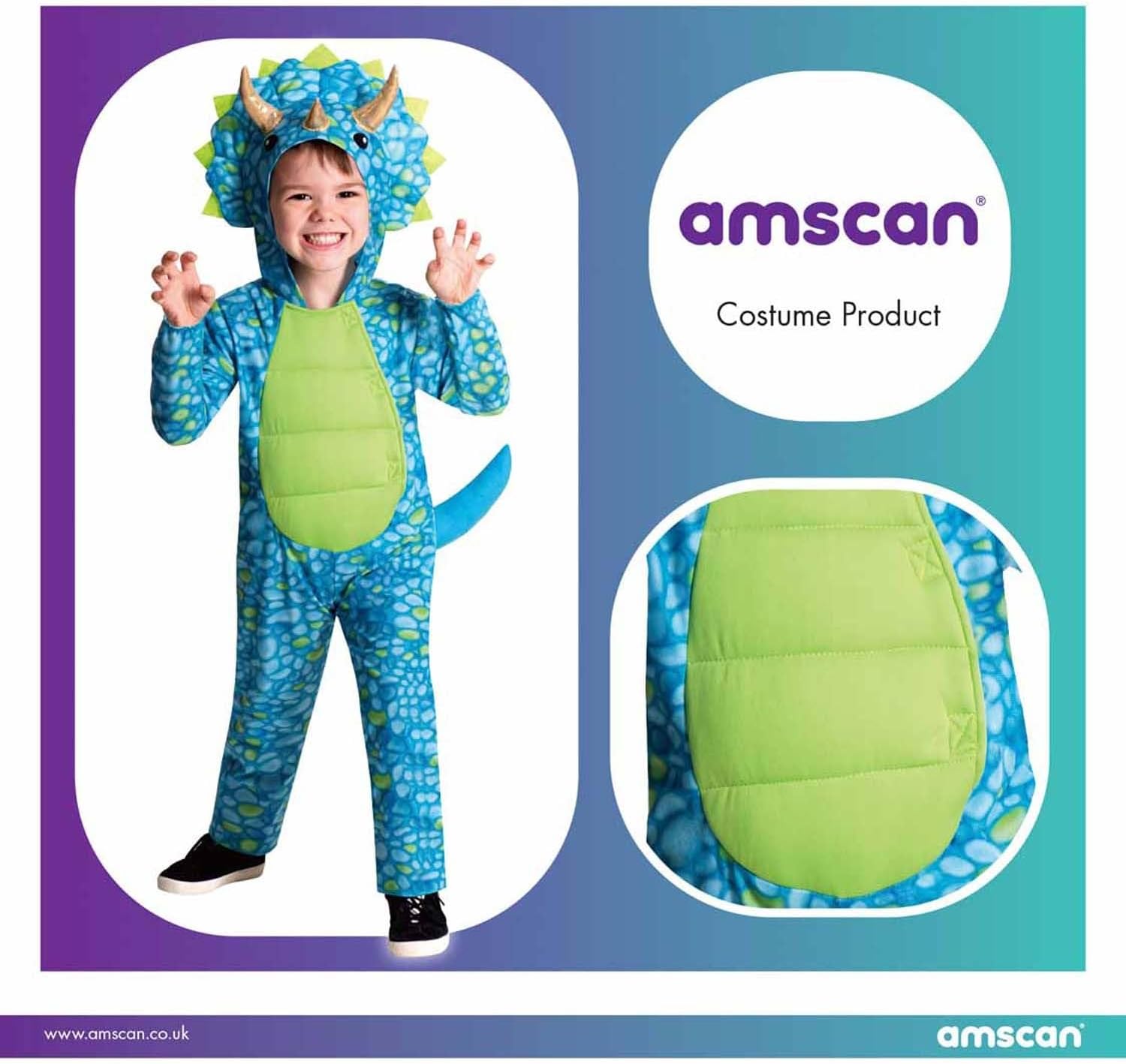 amscan blauer Dino Kostüm für Kinder 6-8 Jahre