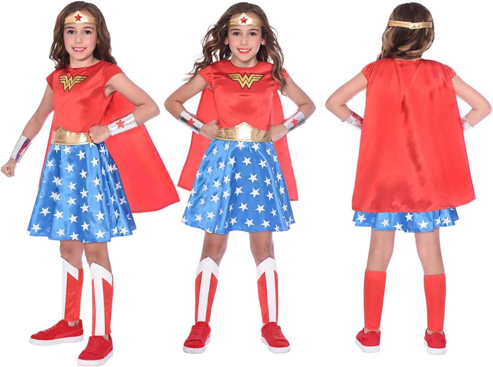 amscan Kind Wunderfrau Wonder Woman Verrücktes Kleid Kostüm Alter: 4-6 Jahre Rot Größe 110