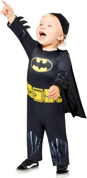 Amscan Baby-Kostüm Batman Strampelanzug Umhang Mütze Super Heroes Motto-Party Karneval Größe 80, 6-12 Monate