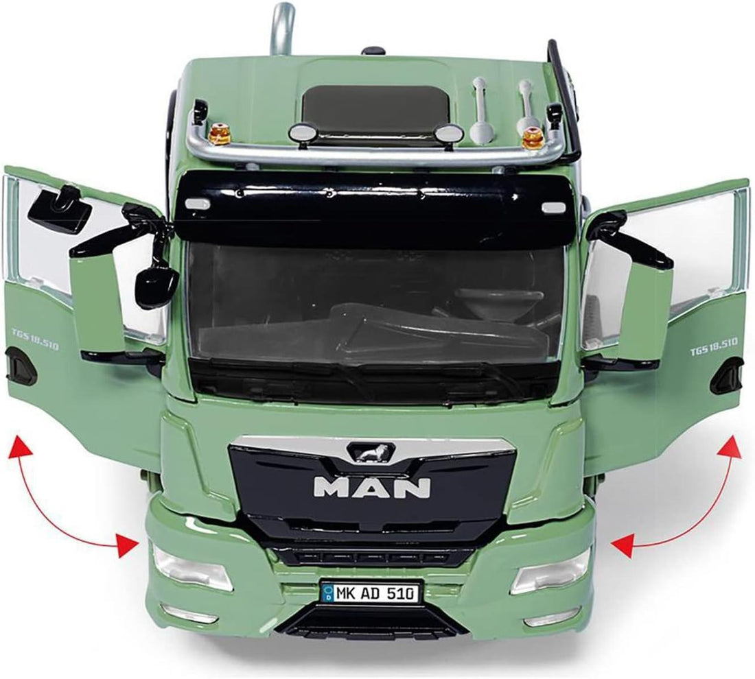 WIKING 077650 MAN TGS 18.510 4x4 BL 2-Achs Zugmaschine, Modell-Lkw, 1:32, Metall/Kunststoff, Ab 14 Jahre, Viele Funktionen, Inkl. Reifendruck-Regelanlage, Schwenkbarer Kühlergrill, rot