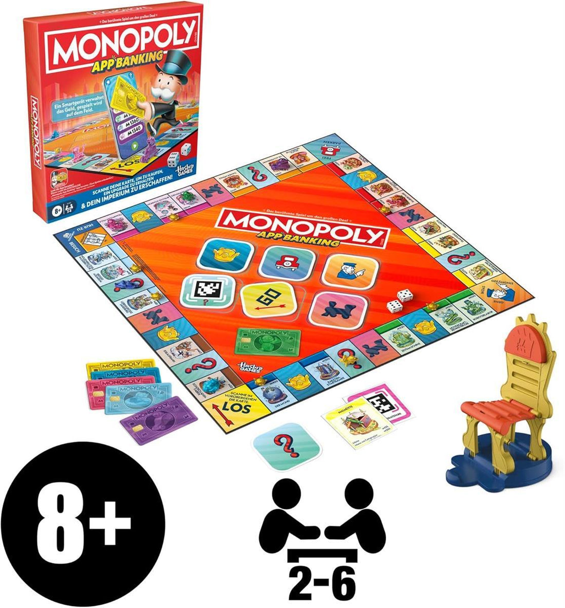 Monopoly App Banking Brettspiel - Deutsche Fassung, Moderne Version des Klassikers, elektronisches Spiel für Kinder ab 8 Jahren, für 2 bis 6 Spieler