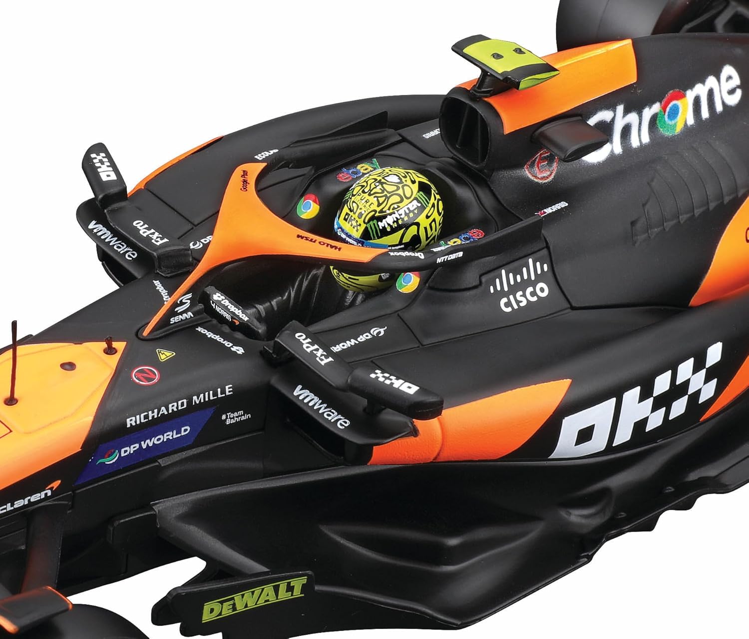 Bburago Formel 1 McLaren MCL38 (2024): Modellauto im Maßstab 1:24, mit Fahrer #4 Lando Norris, Hardcase, 26,1 cm, orange schwarz (18-28033N)