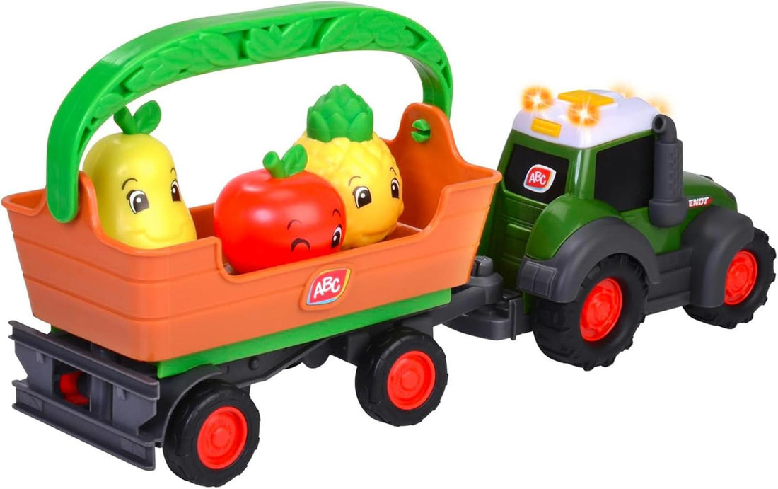 Dickie Toys ABC - Freddy Fruit - Fendt Spielzeugtraktor mit Anhänger und Rasselfrüchten, abnehmbare Box, mit Licht- und Sound, für Kleinkinder und Babys ab 12 Monaten