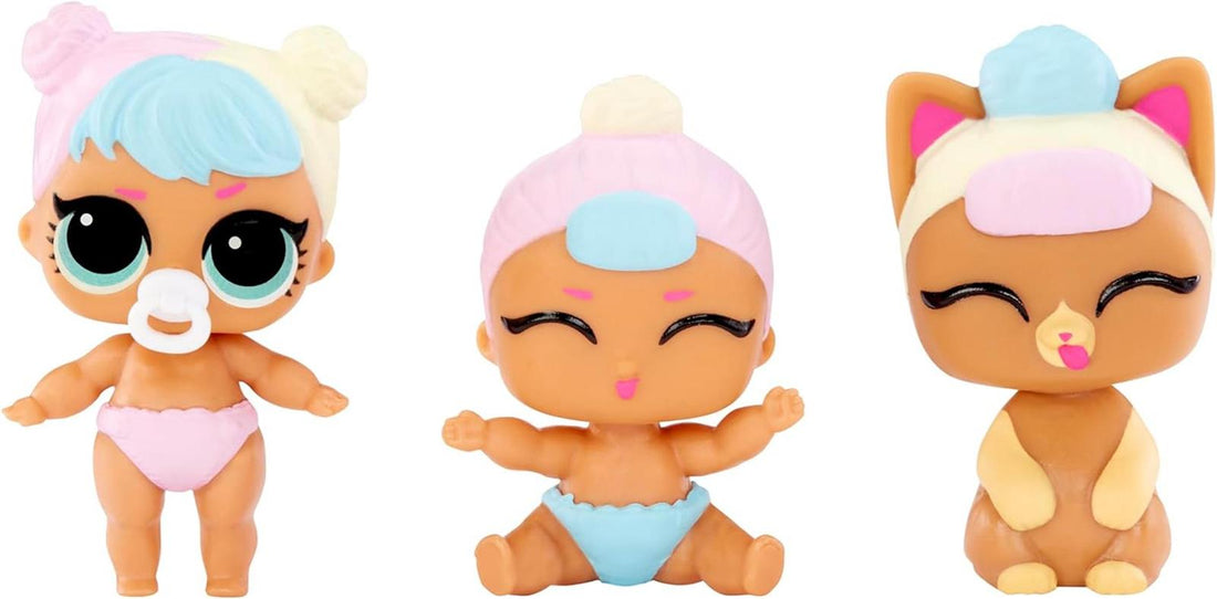 L.O.L. Surprise! Baby Bundle Surprise - Sammlerpuppen mit Baby-Thema - Zwillinge, Drillinge oder Haustiere Mit Einer Wasserüberraschung - 2 oder 3 Puppen Enthalten - Ideal für Mädchen ab 3 Jahren