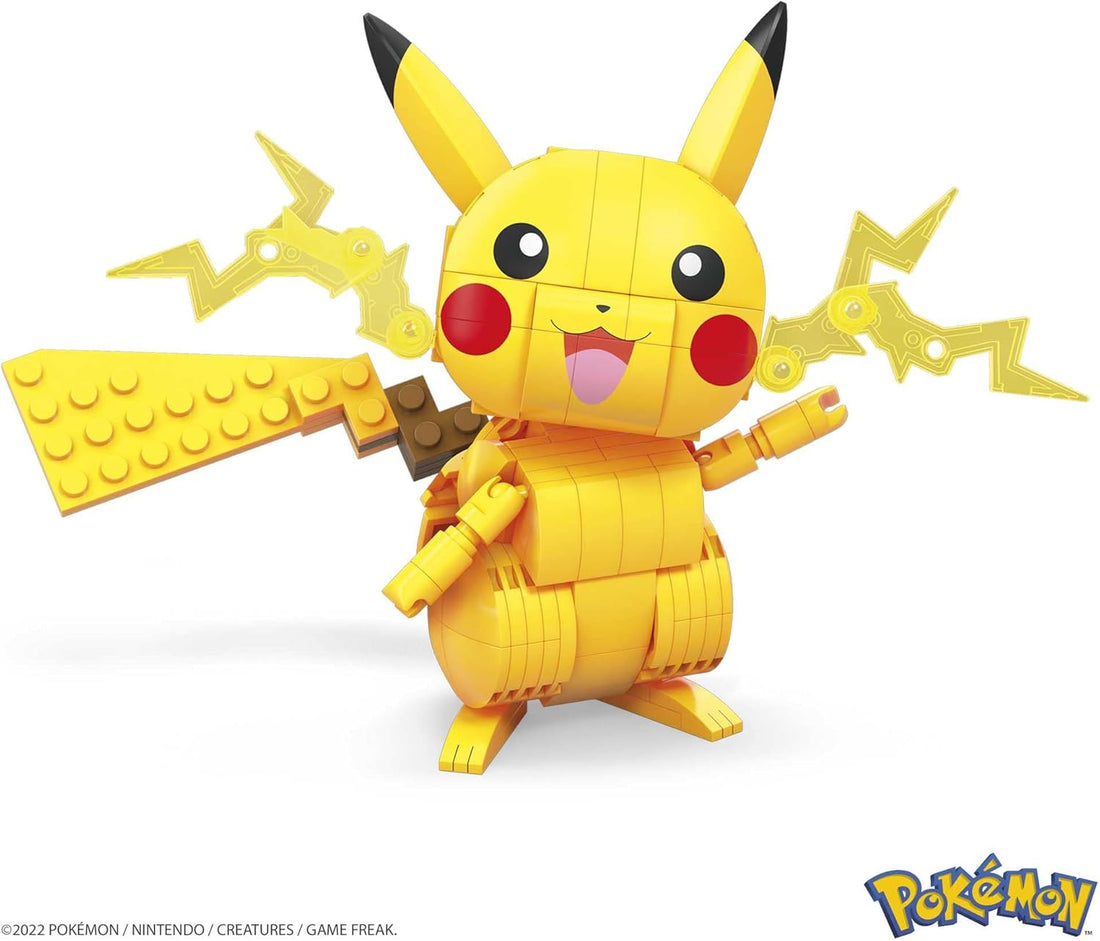 Mega Pokémon Figuren, Medium Pikachu Figur zum Zusammenbauen, Höhe: 10cm, beweglich, kompatibel mit allen Bausets von Mega Construx, Pokémon Spielzeug, Spielzeug ab 7 Jahre, GMD31