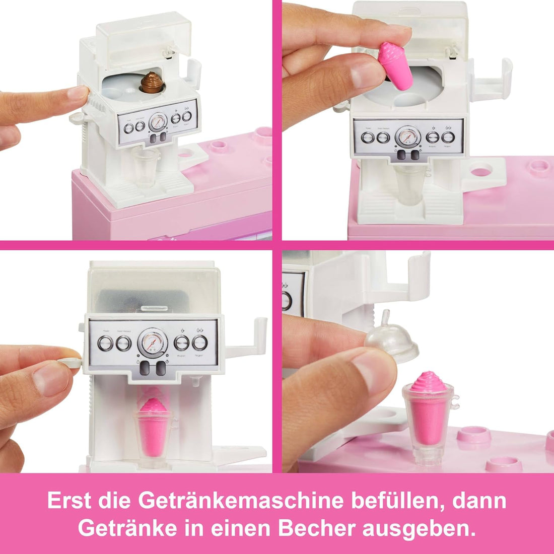 Barbie Naschcafé Spielset mit Blonder Barista-Puppe und über 12 Zubehörteilen, darunter Kaffeemaschine/Smoothie-Maker, Lebensmittel und Tassen, HXN94