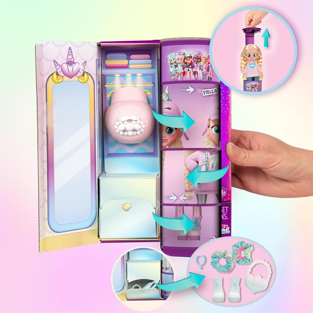 BFF Babys Papageien Stella | Sammlerbare modische Puppe mit Langen Haaren, Stoffkleidung und 9 Zubehör - Spielzeug Geschenk für Mädchen und Jungen +3 Years
