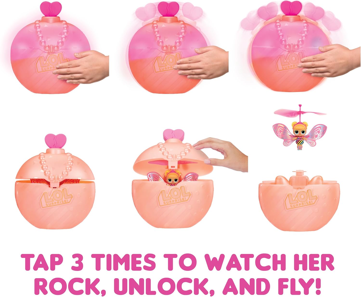 L.O.L. Surprise! Magic Flyers - Flutter Star - Handgesteuerte fliegende Puppe - Sammlerpuppe mit Touch-Flasche zum Auspacken - Ideal für Mädchen ab 6 Jahren