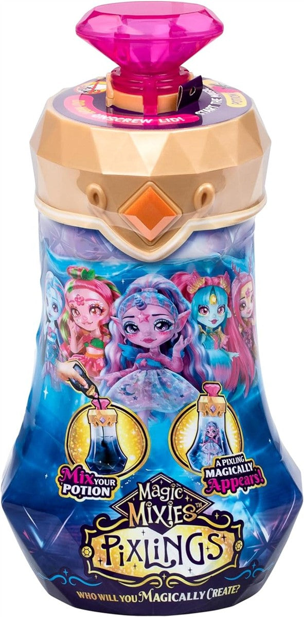 Magic Mixies Pixlings Puppe Amber im REH-Look: Magische Enthüllung der wunderschönen, detailreichen 16,5 cm großen Pixlings-Puppe in Einer Zaubertrank-Flasche