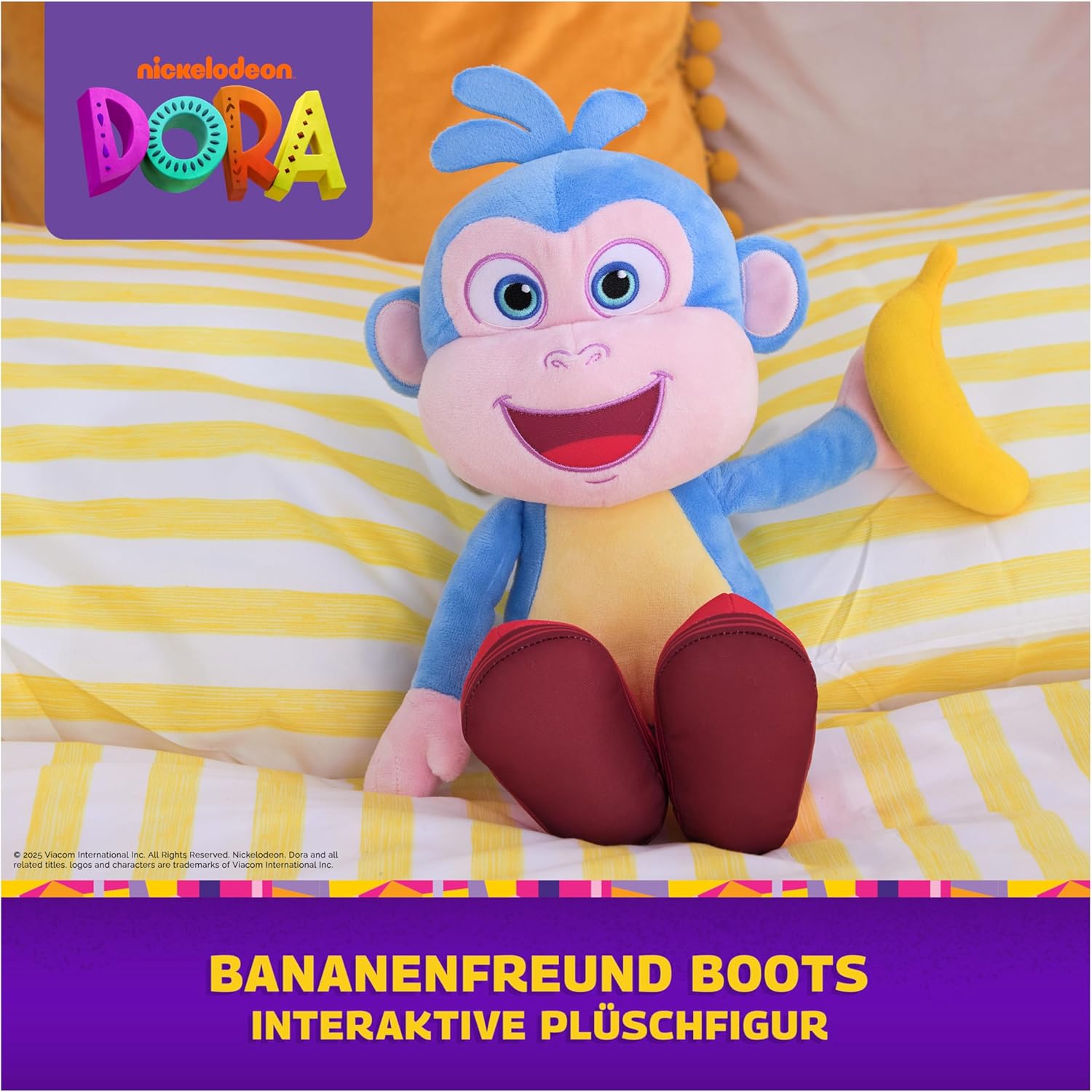 Dora Bananenfreund Boots - ca. 30 cm große, interaktive Plüschfigur zur beliebten TV-Serie mit 2 Liedern und 9 Sätzen, für fantasievolles Spielen, für Kinder ab 3 Jahren