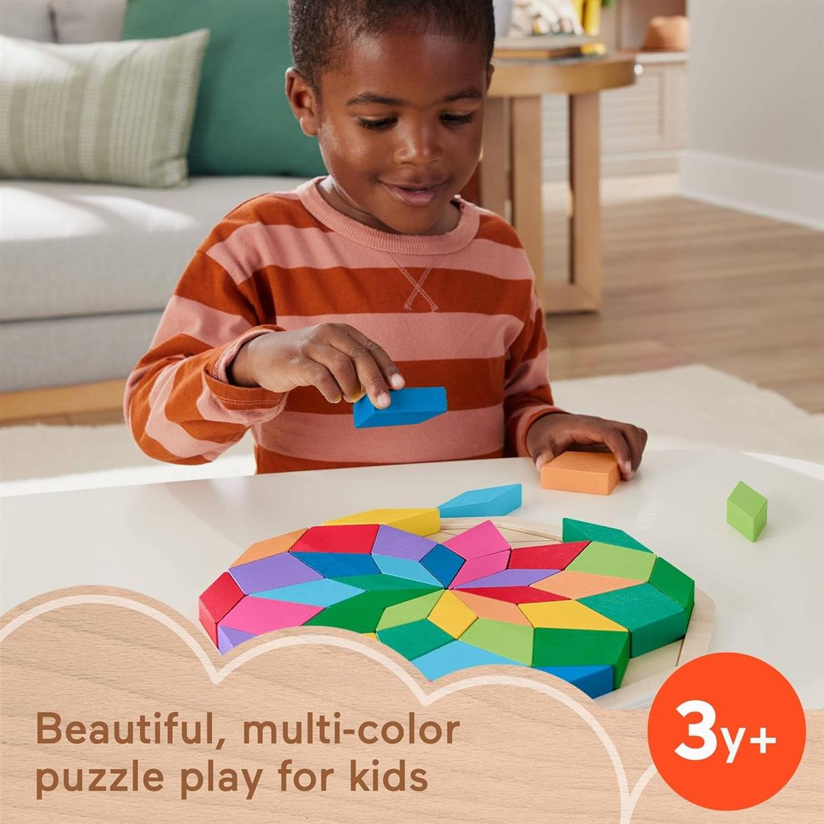 Fisher-Price Vorschulspielzeug Holzpuzzle mit geometrischem Mandala-Design, 40-teiliges Holzpuzzle für Kinder ab 3 Jahren, HXT94