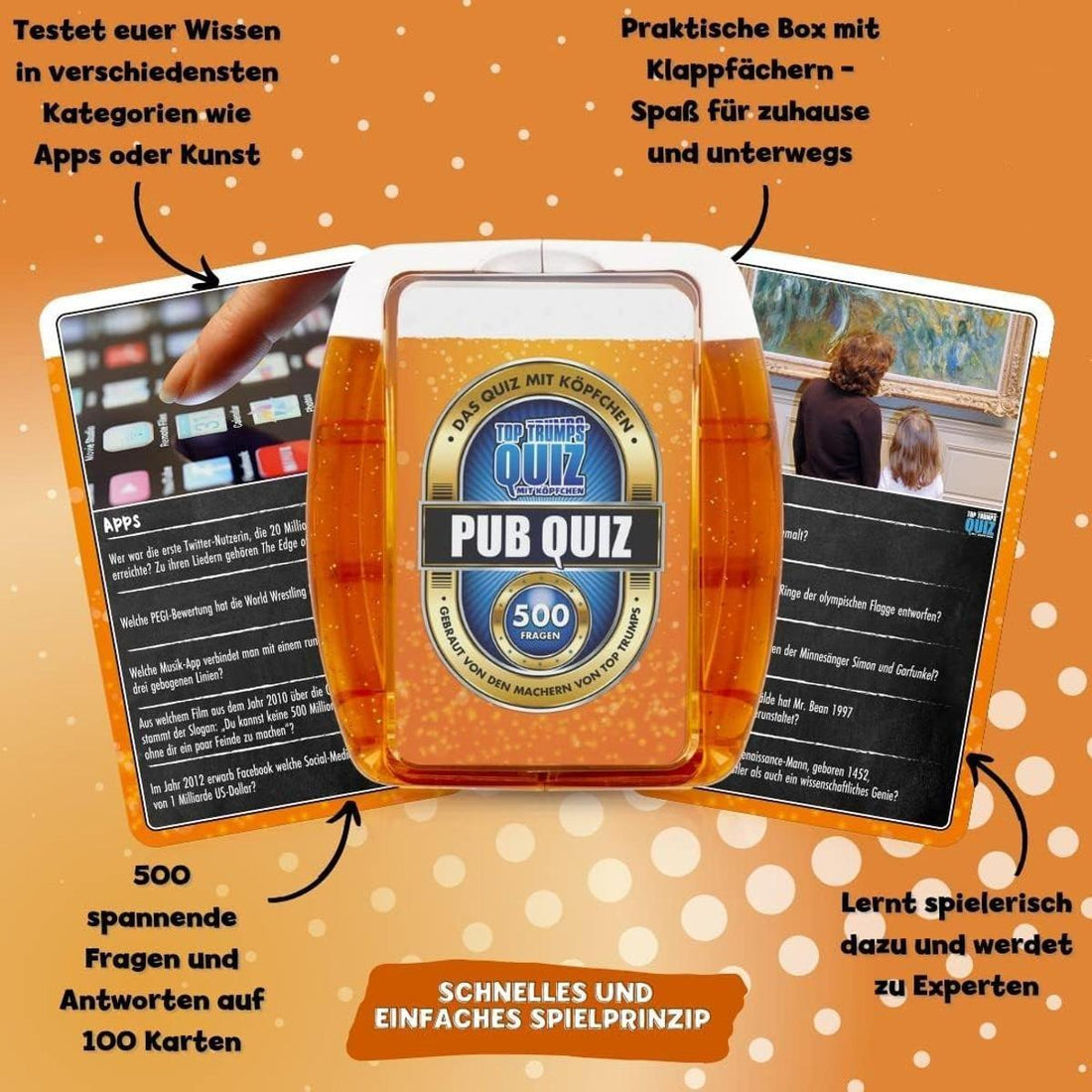 Top Trumps Quiz Pub Quiz Edition - Kartenspiel für Pub und Trivia Fans! - Fanartikel & Merchandise - Kartenspiel für 2+ Spieler ab 14+ Jahren - Deutsch