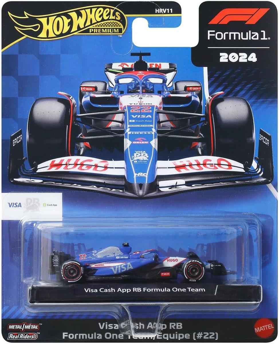 Hot Wheels VISA RB Formula 1 VCARB 01 TEAM 2024 Formel 1 Modellauto - Yuki Tsunoda 22 - Die Cast Maßstab 1:64 - Länge 8 cm - JBM14