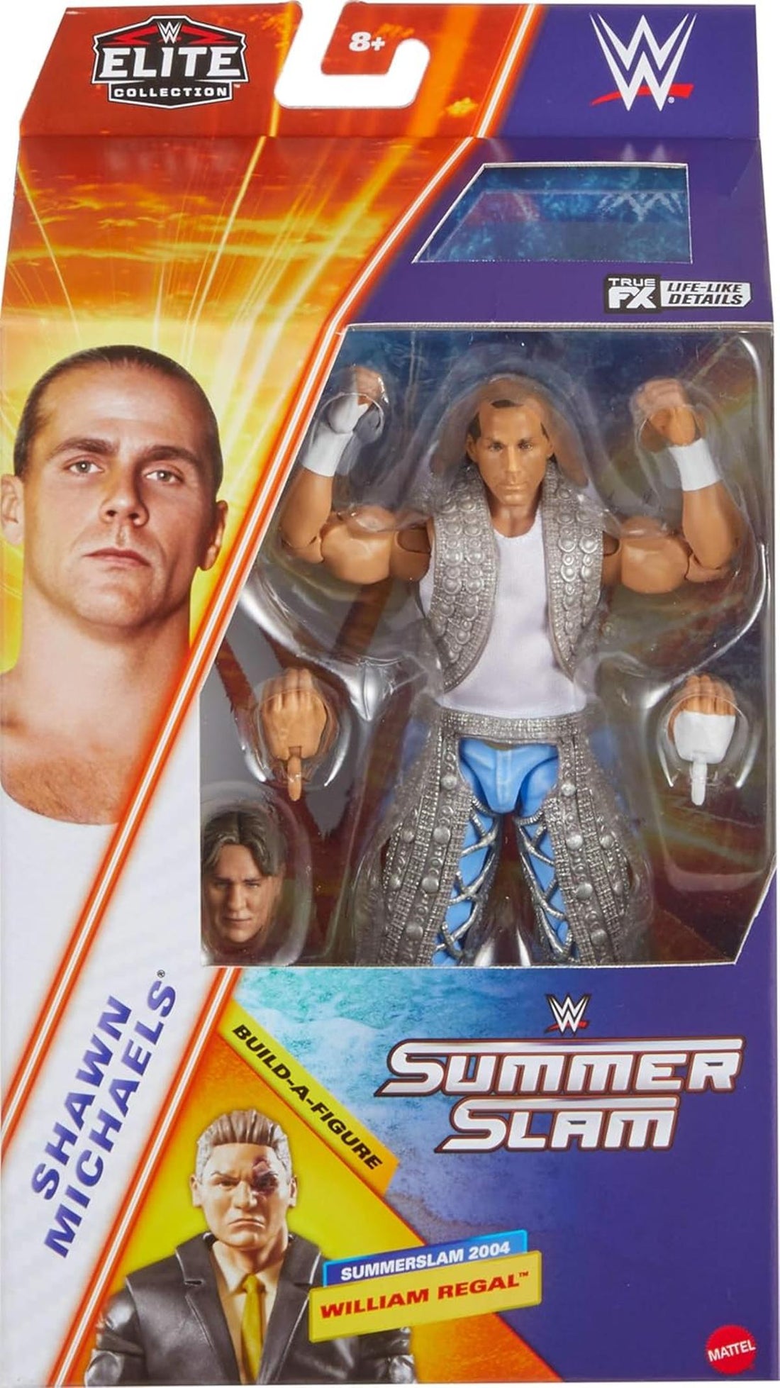 Mattel WWE Elite Collection Actionfigur und Zubehör, Premium Live-Event Shawn Michaels-Set, SummerSlam mit William Regal-Bauteilen für eine weitere Figur, JCJ56