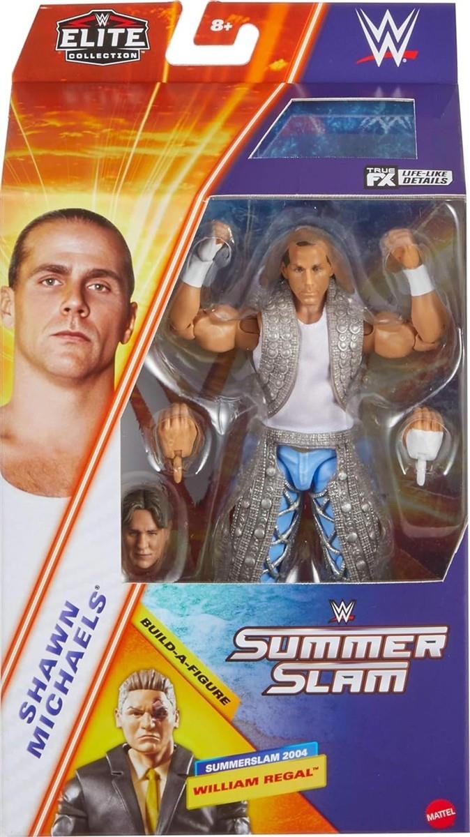 Mattel WWE Elite Collection Actionfigur und Zubehör, Premium Live-Event Shawn Michaels-Set, SummerSlam mit William Regal-Bauteilen für eine weitere Figur, JCJ56