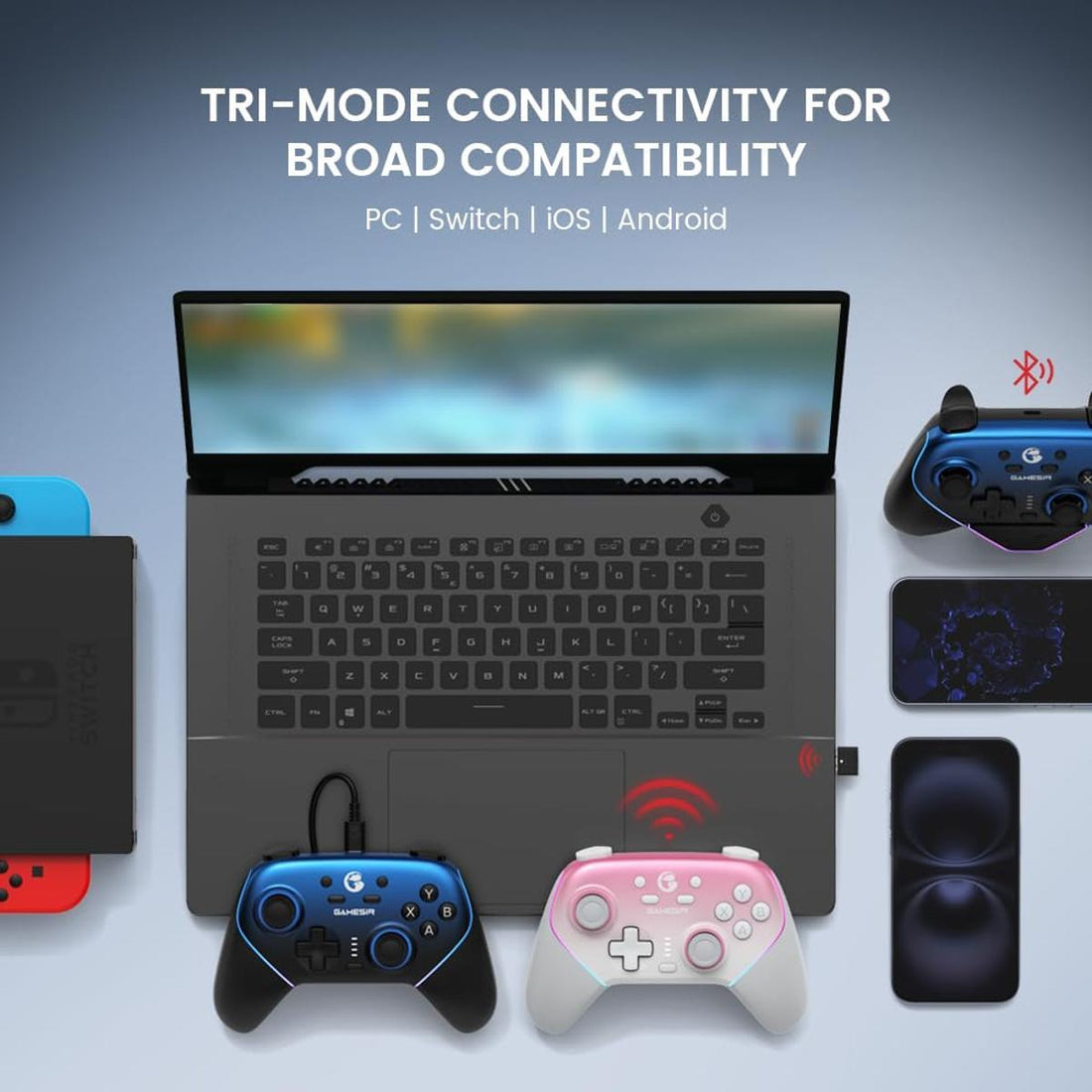 GameSir Super Nova kabelloser 1000Hz Controller mit Ladestation – Hall-Effekt-Sticks, verstellbare Trigger – Switch/Switch 2 Gyro, PC, Mobilgeräte – Nightfall Blue
