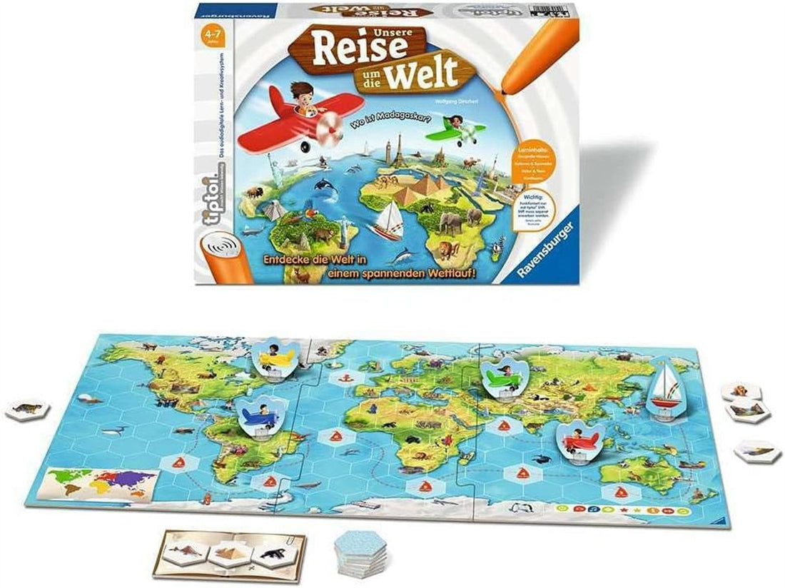 Ravensburger tiptoi Spiel 00070 Unsere Reise um die Welt - Lernspiel ab 4 Jahren, lehrreiches Geografiespiel für Jungen und Mädchen, für 1-4 Spieler