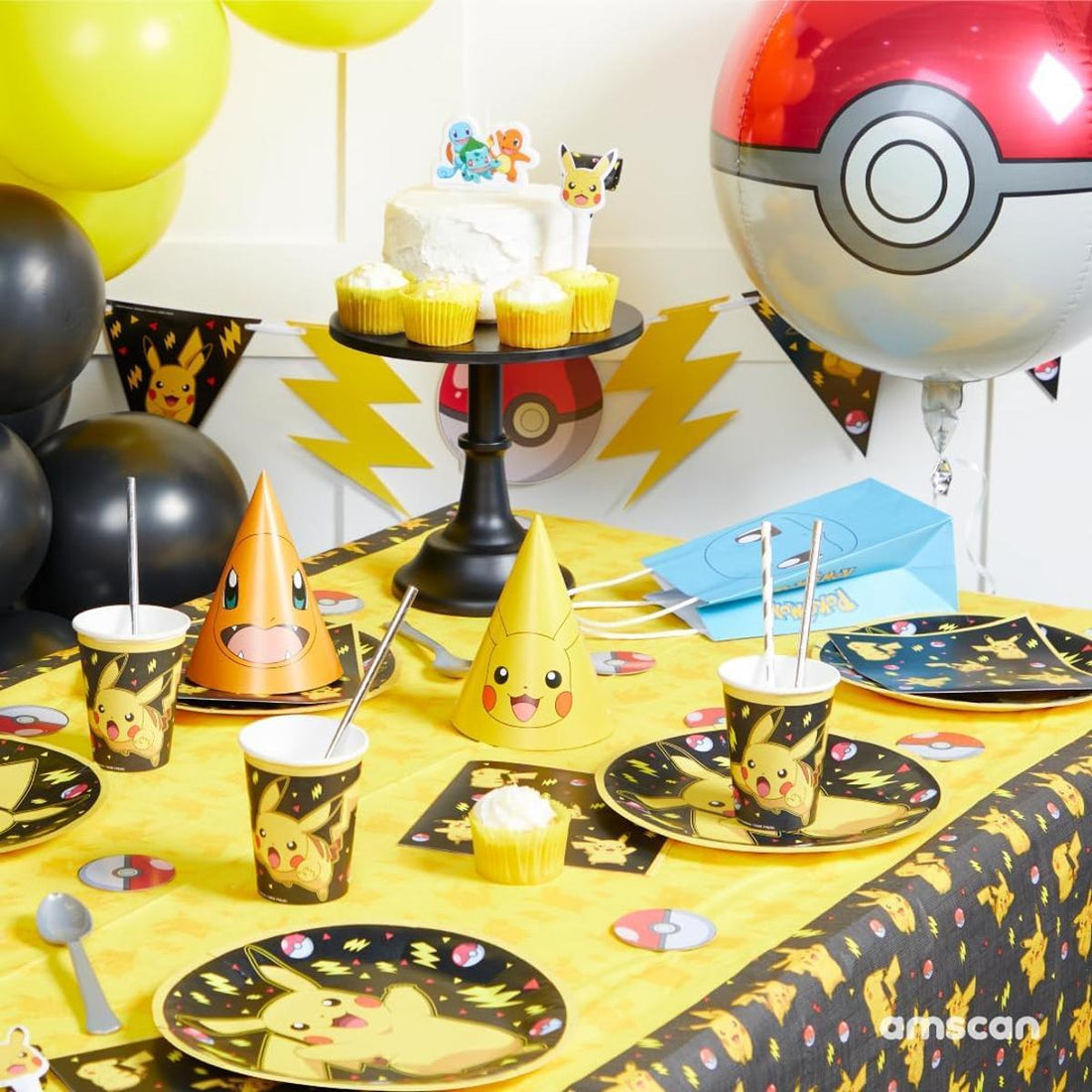Amscan 9917127 – Pokémon Hüpfbälle für Kindergeburtstage, Partygeschenke, 4 Stück