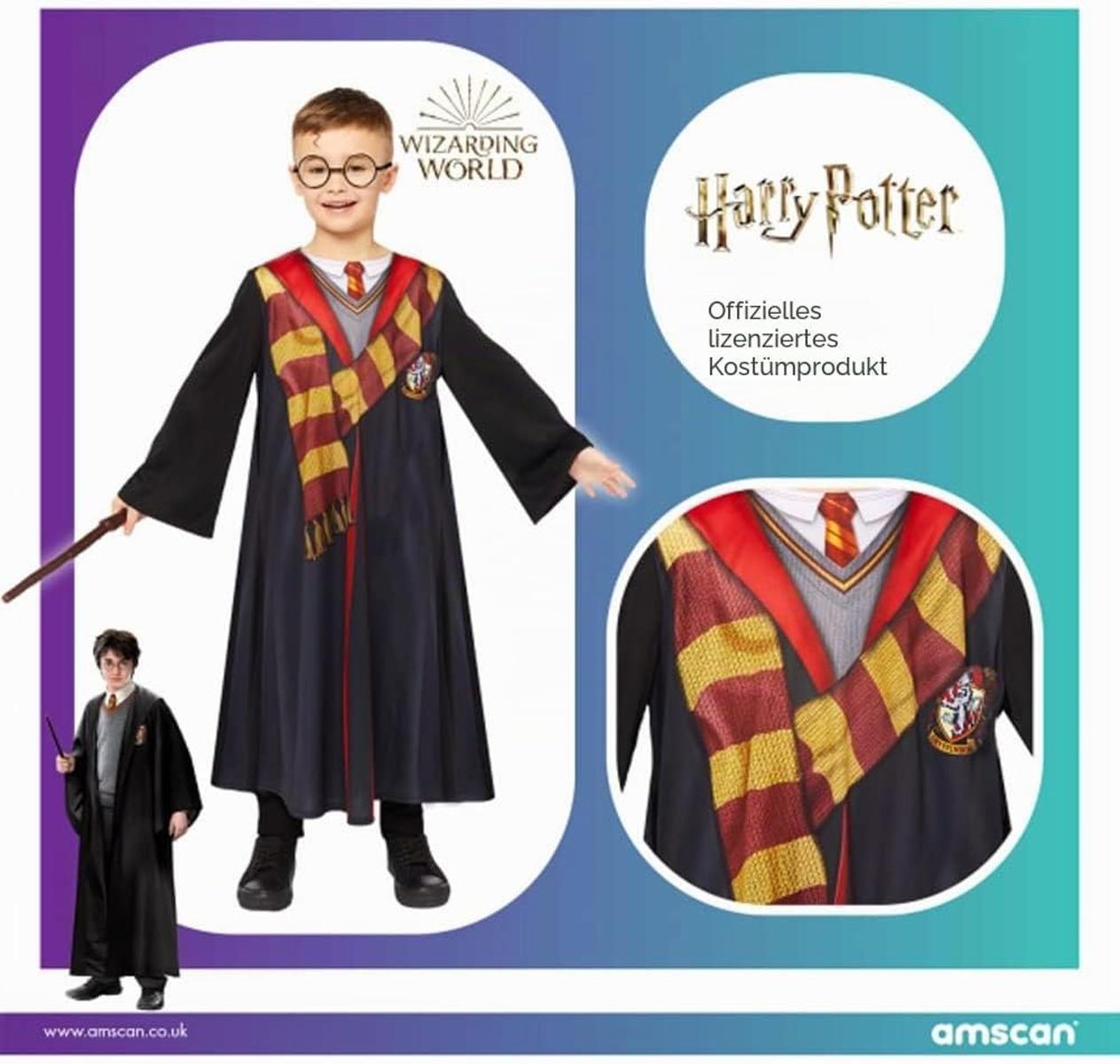 Amscan Kinderkostüm Harry Potter Hogwarts Gryffindor Magier Zauberer Karneval Fasching Größe 128 Alter 6-8 Jahre