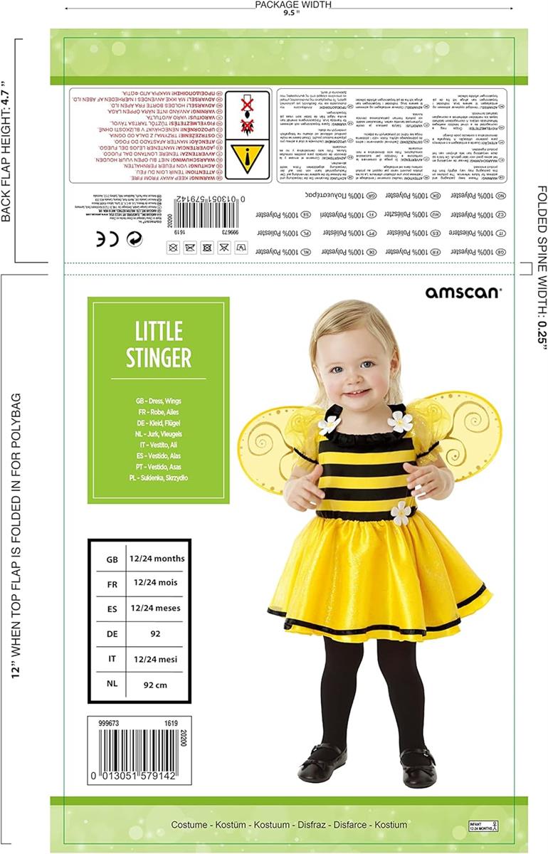 Amscan kleine Biene Maja Karneval Fasching Alter 2-3 Jahre