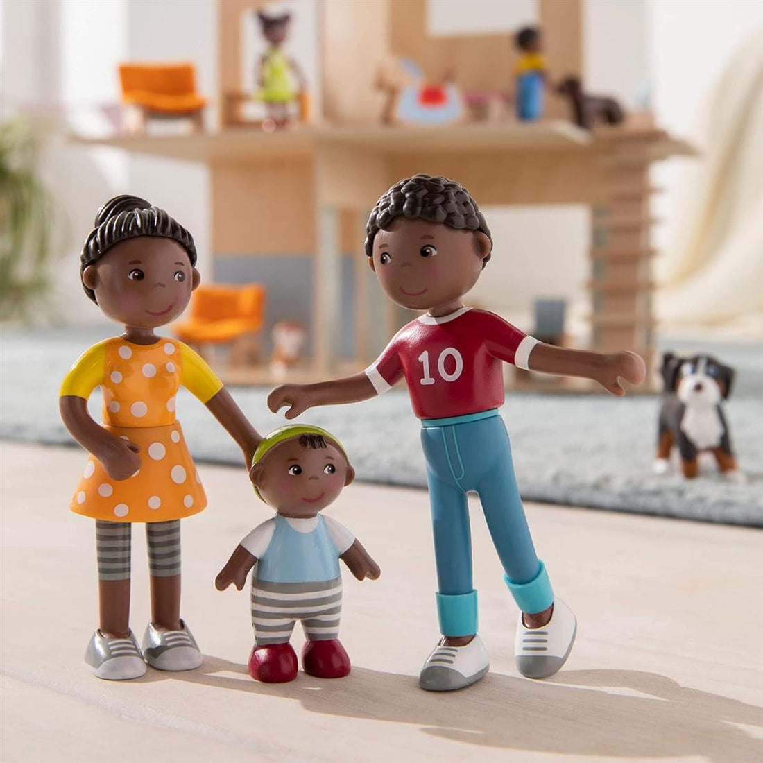 HABA 306696 - Little Friends Spielset Familienzeit, Zubehör für Biegepuppe ab 3 Jahren