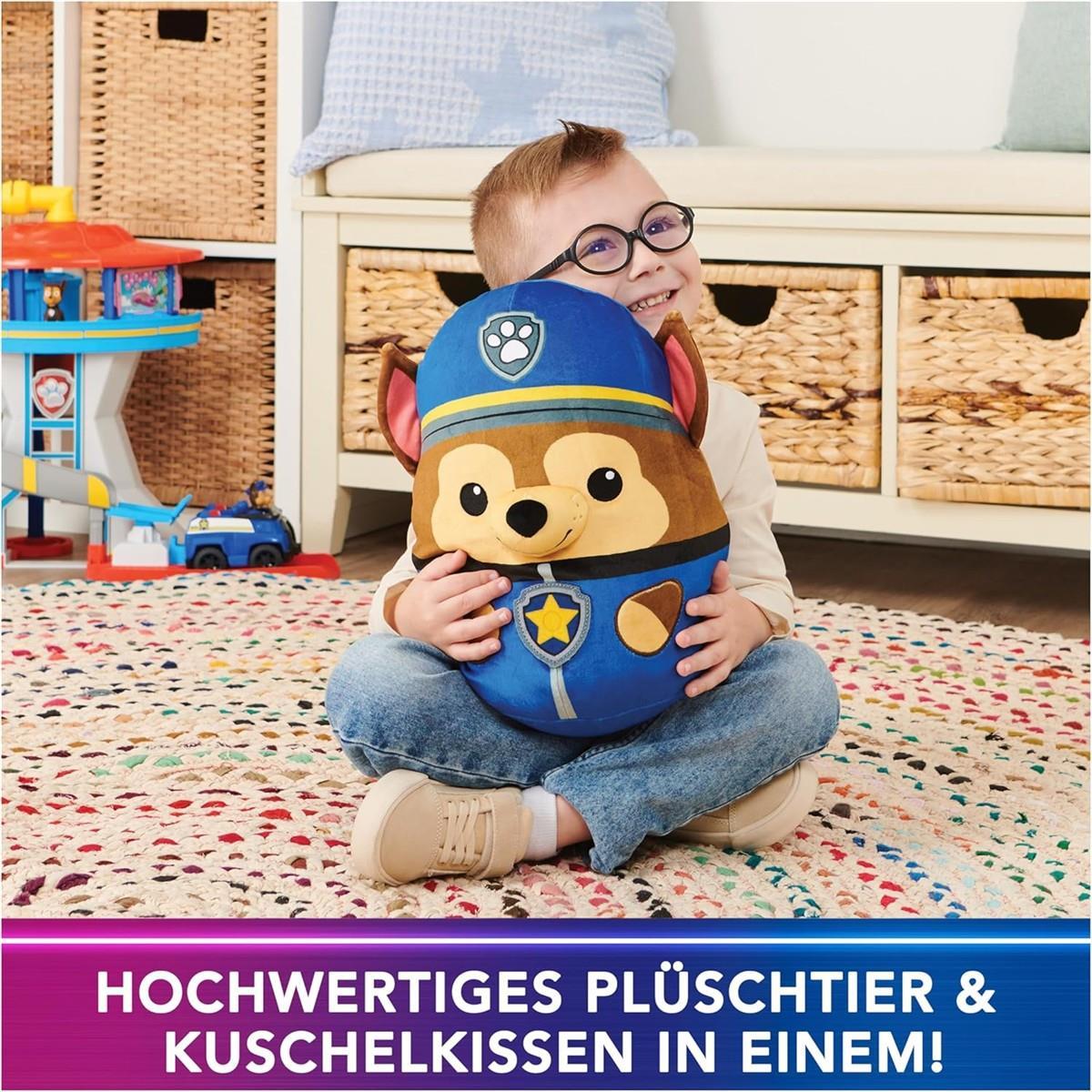 PAW PATROL GUND Trend Squishy Chase, 30 cm - hochwertiges Plüschtier und Kuschelkissen in einem, Geschenk für Kinder ab 1 Jahr