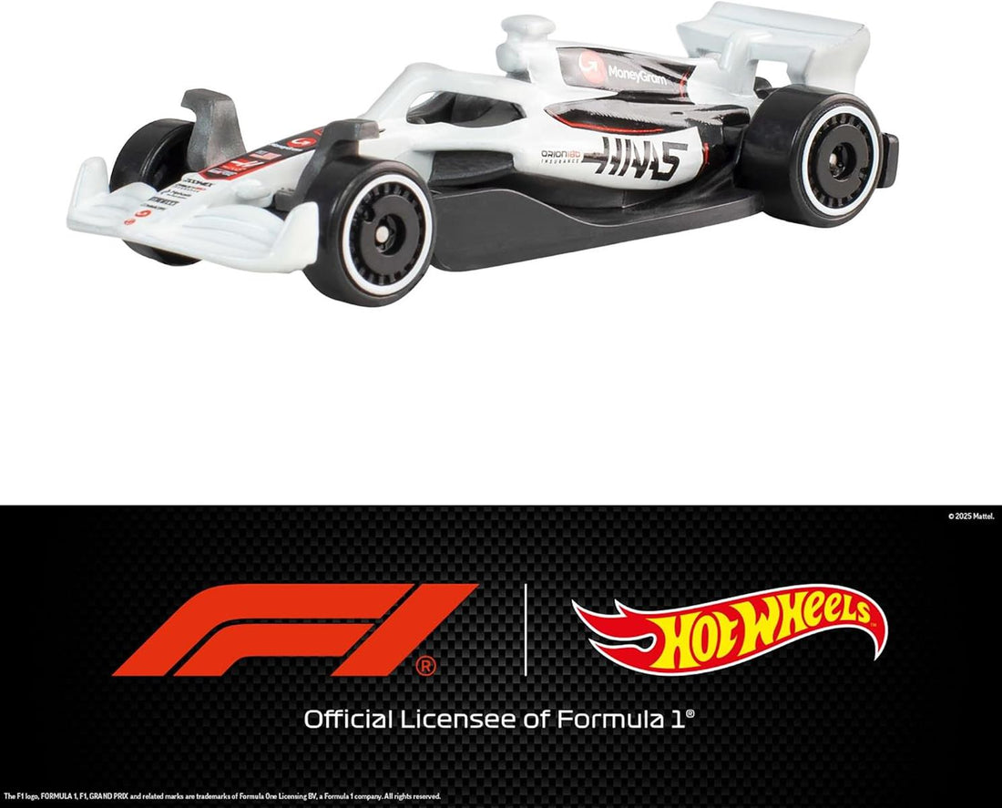 Hot Wheels Maßstab 1:64 5er-Pack Formel 1 Die-Cast-Spielzeugautos, 5er-Set mit offiziell lizenzierten F1-Rennwagen zum Spielen, Sammeln und Ausstellen, JLN11