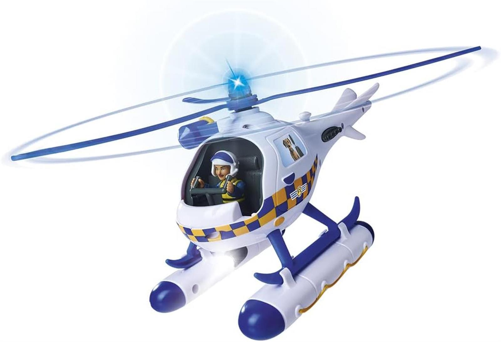 Simba - Feuerwehrmann Sam – Hubschrauber Polizei – Funktionen Sound und Licht – Figuren Rosa + Radar – Batterien enthalten – ab 3 Jahren – 109252537038