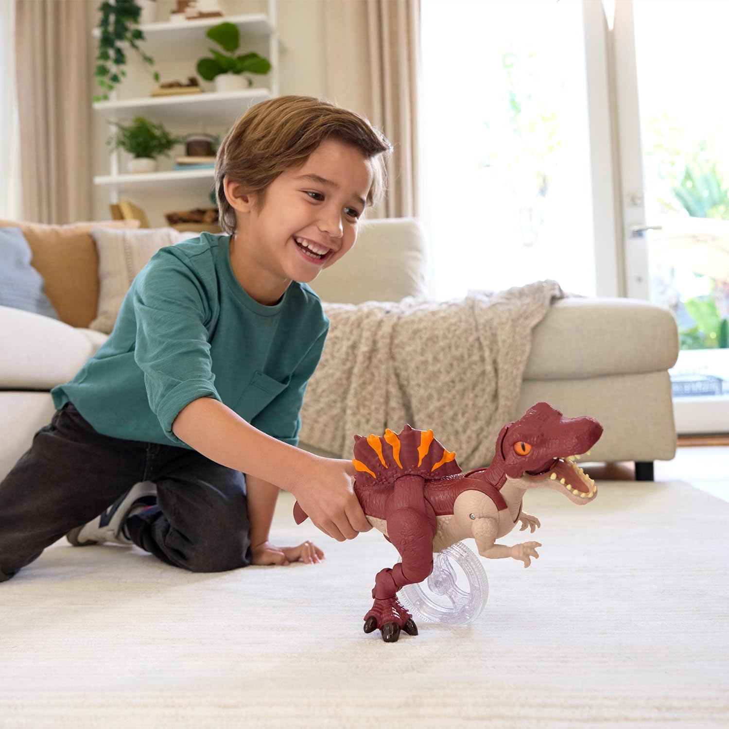 Fisher-Price Imaginext Jurassic World: Die Wiedergeburt Dinosaurier-Spielzeug, sprintende Spinosaurus-Figur, die nach vorne springen und zuschnappen kann, ca. 23 cm groß, JFR24