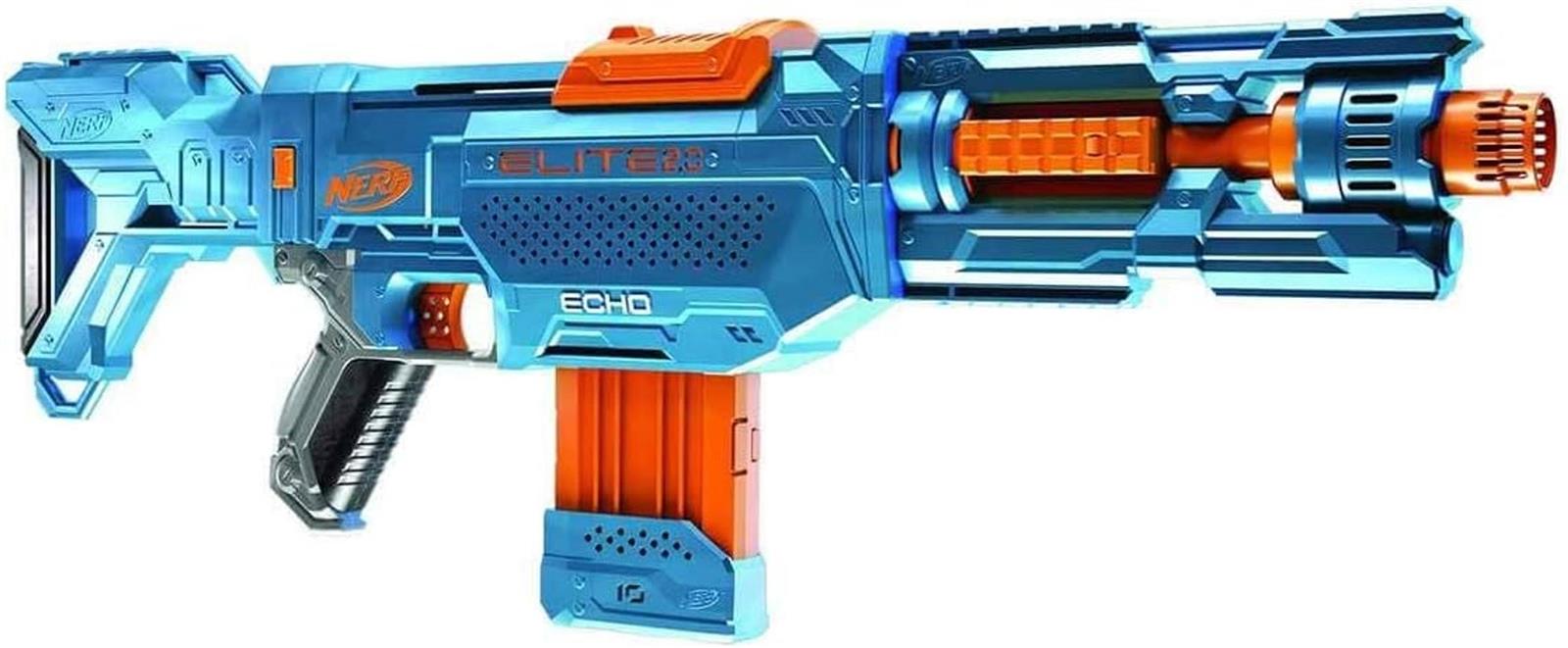 Nerf Elite 2.0 Echo CS-10 Blaster – 24 Official Nerf Darts, 10-Dart Clip, Removable Stock and Barrel Extension, 4 Tactical Rails, Multicolor, 6.67 x 68.58 x 31.75 cm