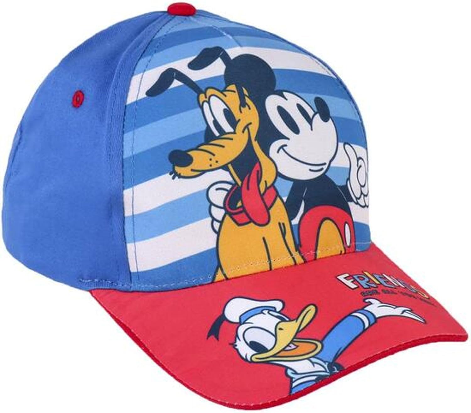 Cap für Kinder Mickey Mouse - Geeignet von 2 bis 8 Jahren - Aus Baumwolle und Polyester - Kinder Cap mit Verstellbarem Klettverschluss - Original Produkt in Spanien Designed