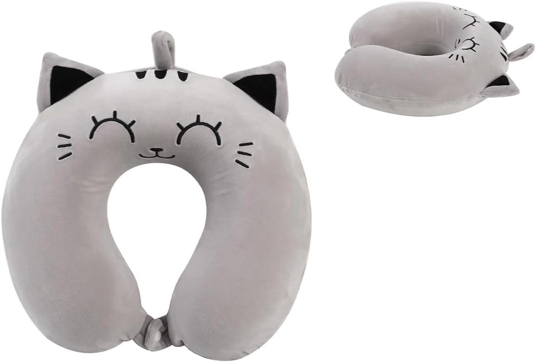 I-TOTAL® Reisekissen Nackenkissen weich für Nackenstützen Motiv graue Katze